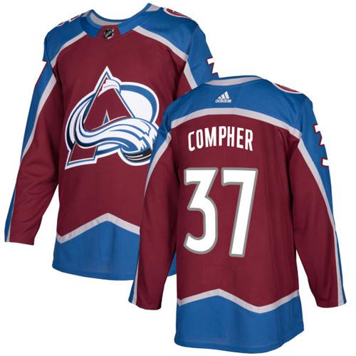 Adidas Men Colorado Avalanche 37 J.T. Compher Burgundy Home Authentic Stitched NHL Jersey